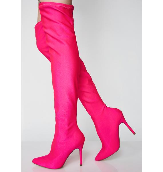 fuchsia thigh high boots