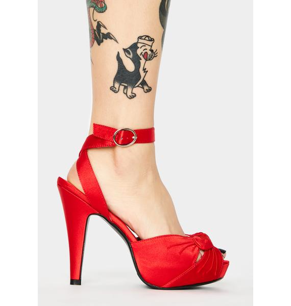 Pin Up Couture Bettie Peep Toe Heels | Dolls Kill