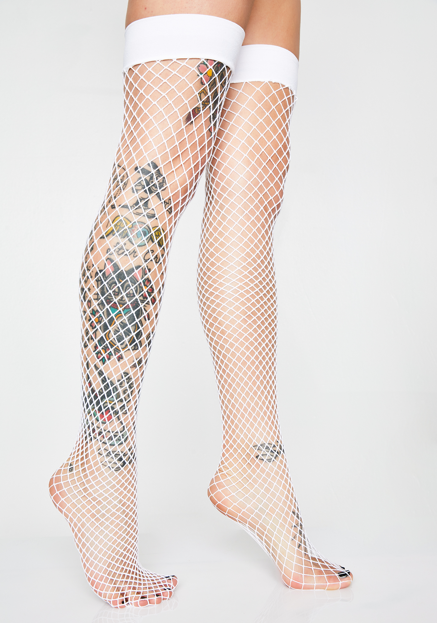 fishnet thigh socks