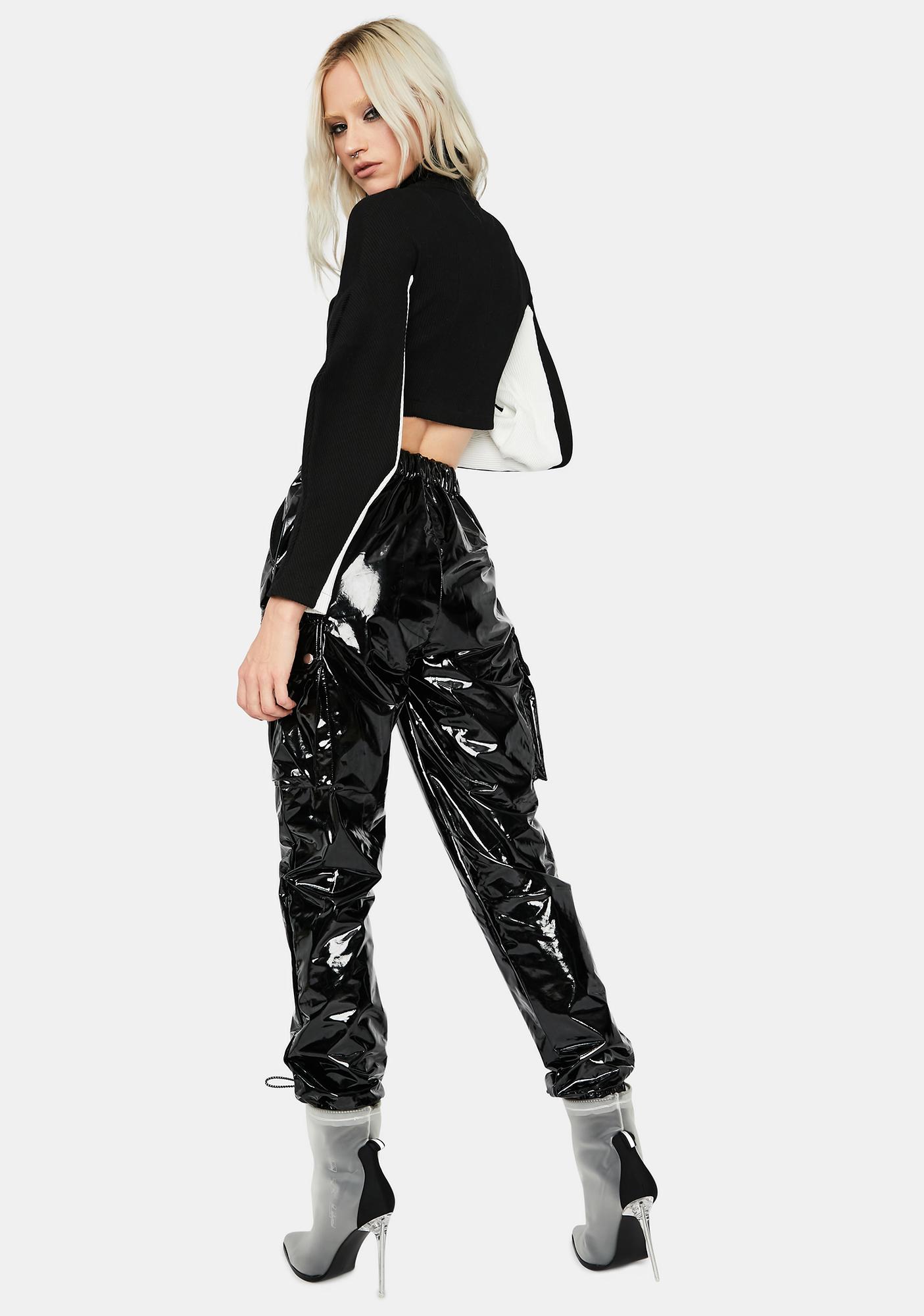 h&m faux leather joggers