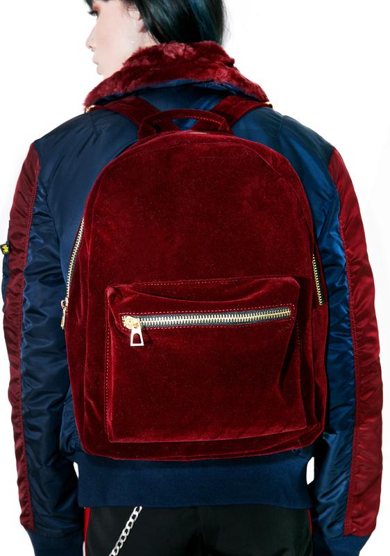 red velvet backpack