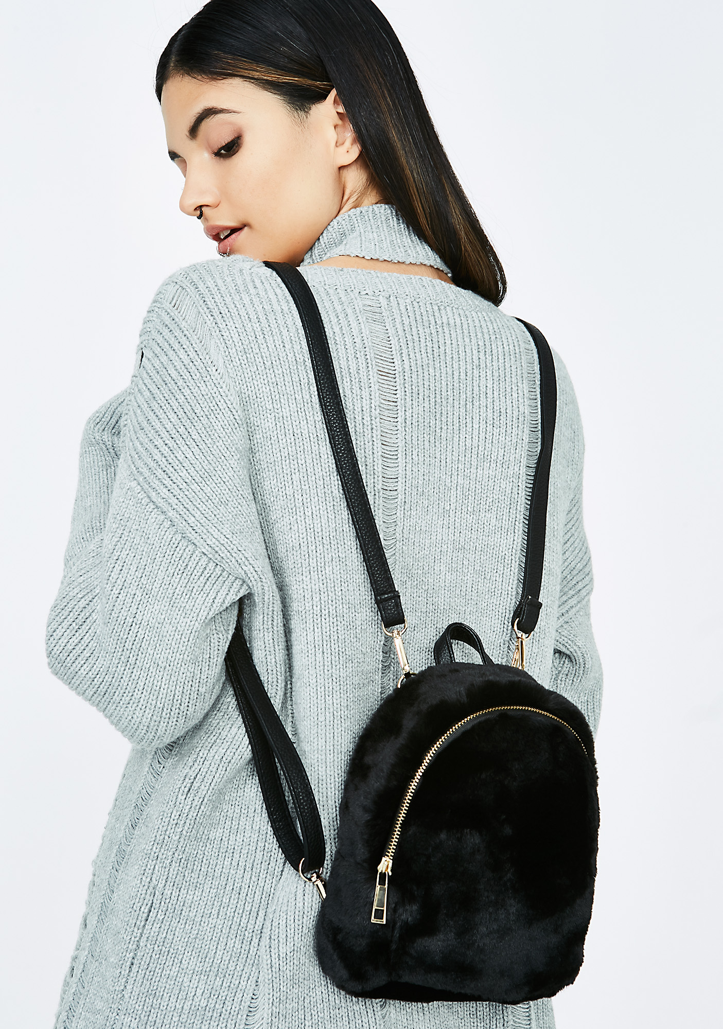 furry mini backpack