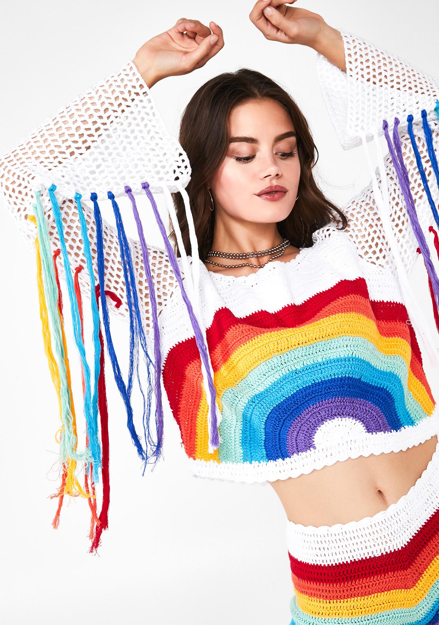 rainbow crochet top