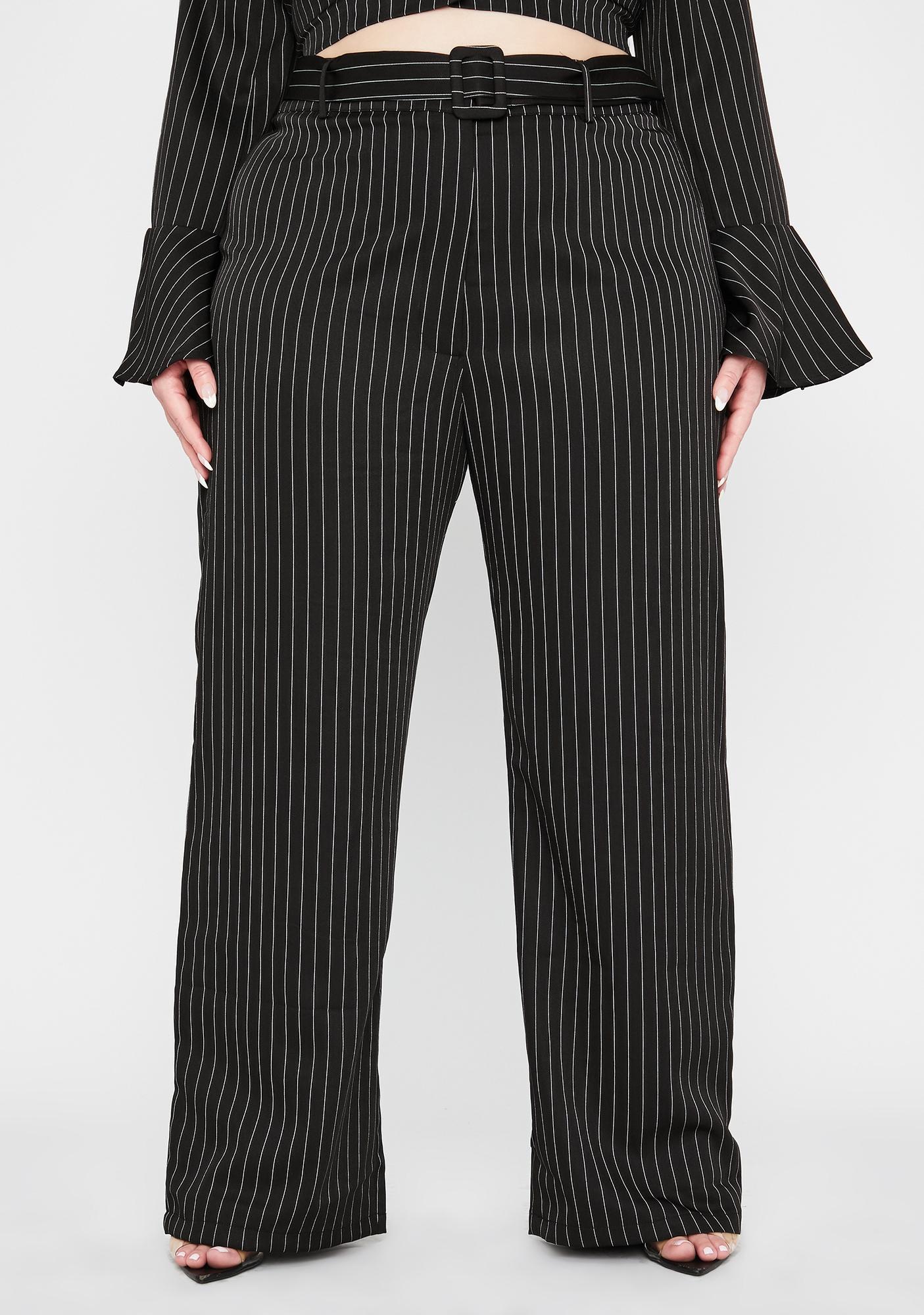 plus size pinstripe pants