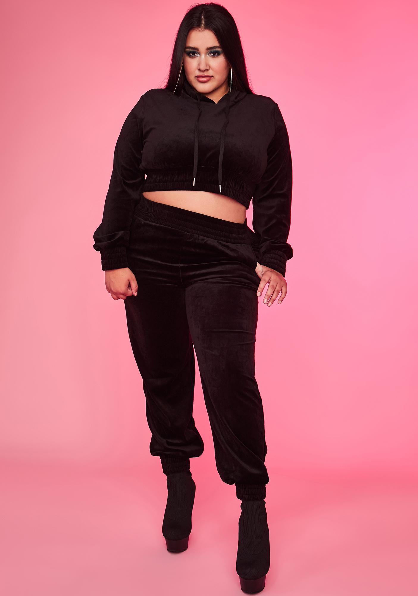 plus size velvet jogger set