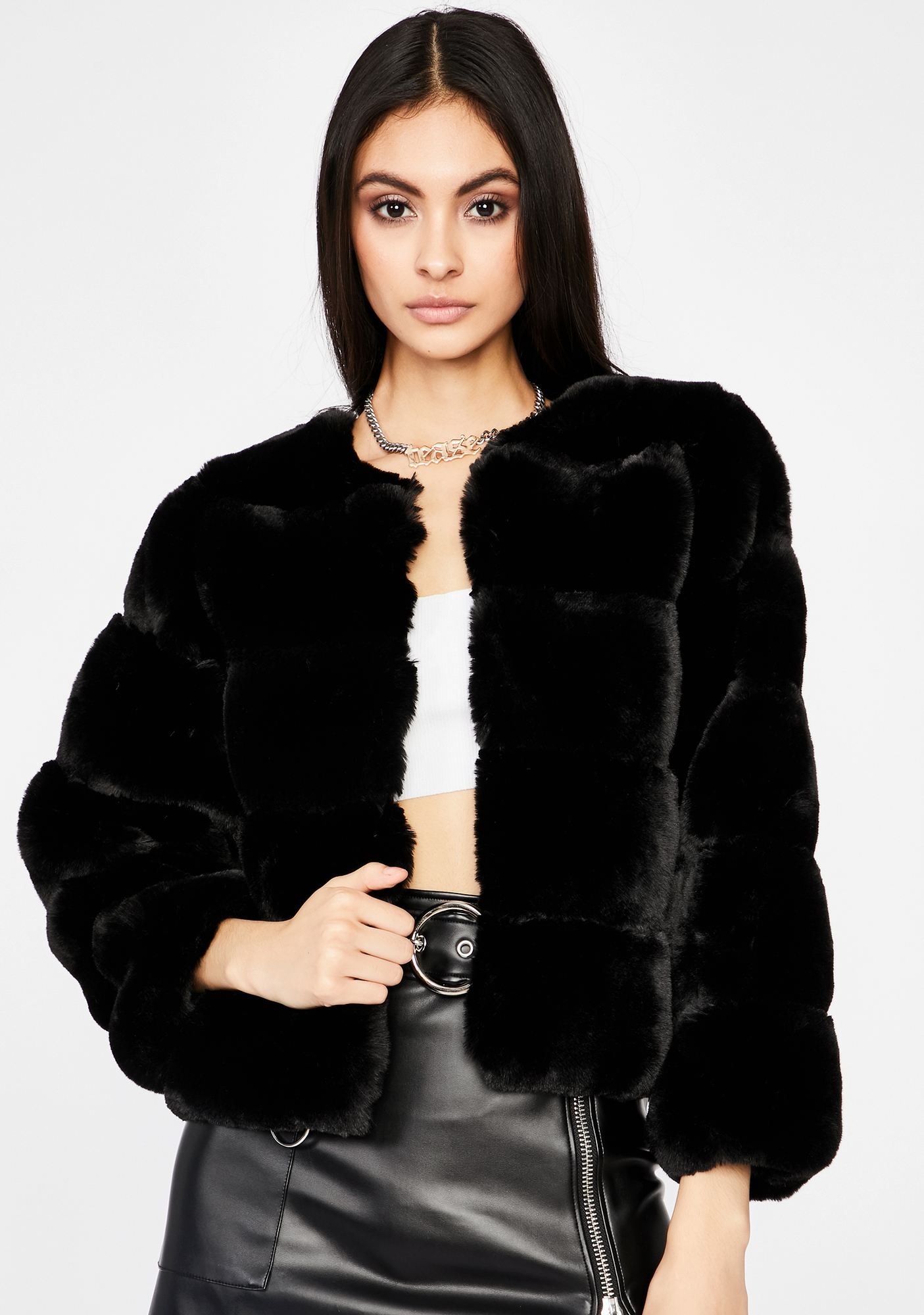 Puffy Faux Fur Jacket Black | Dolls Kill