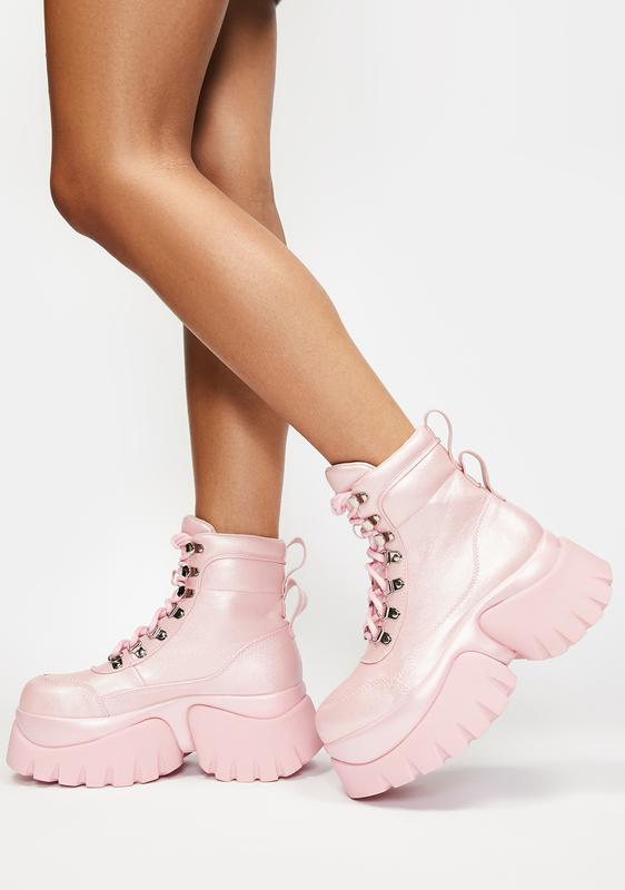 pink chunky boots