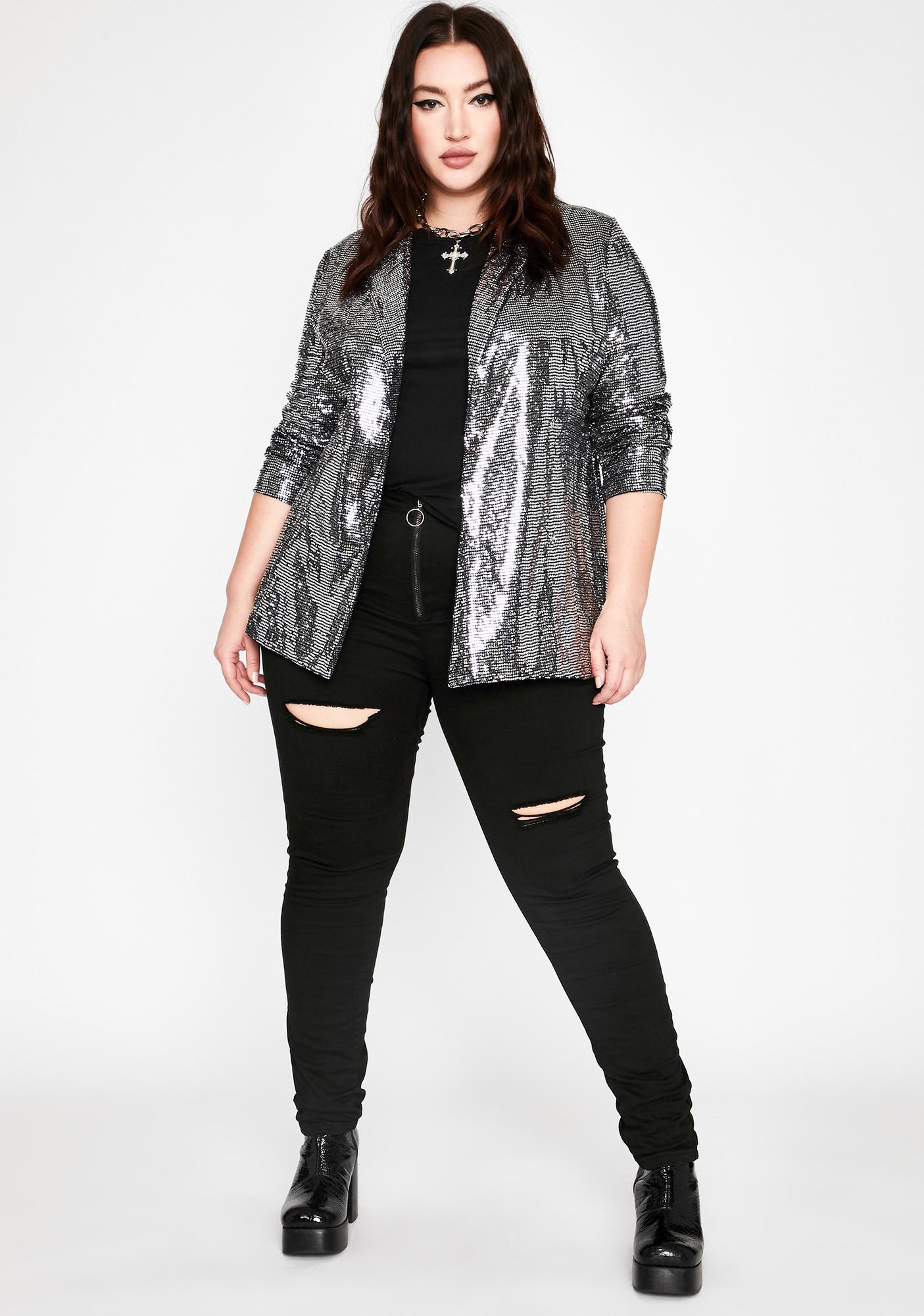 plus size silver sequin top