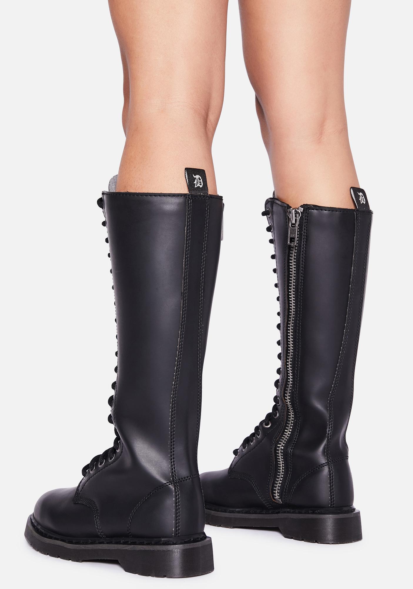 Demonia Bolt-400 Combat Boots - Black | Dolls Kill