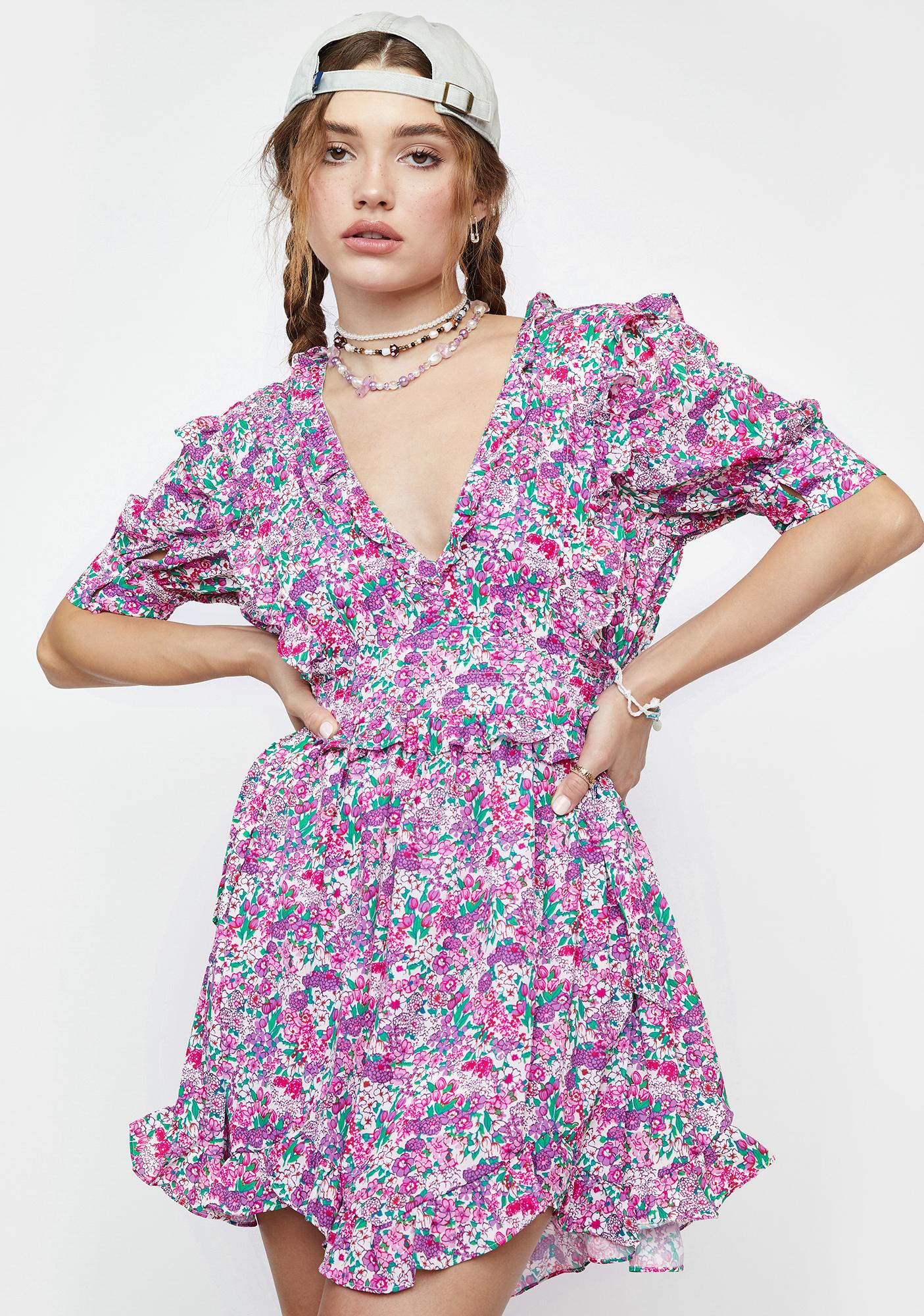For Love Lemons Katarina Floral Mini Dress Dolls Kill