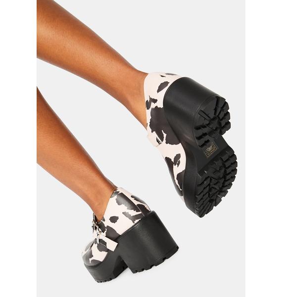 Koi Footwear Pink Nettie Cow Print Mary Janes Dolls Kill
