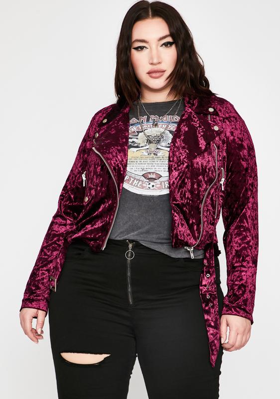 crushed velvet moto jacket