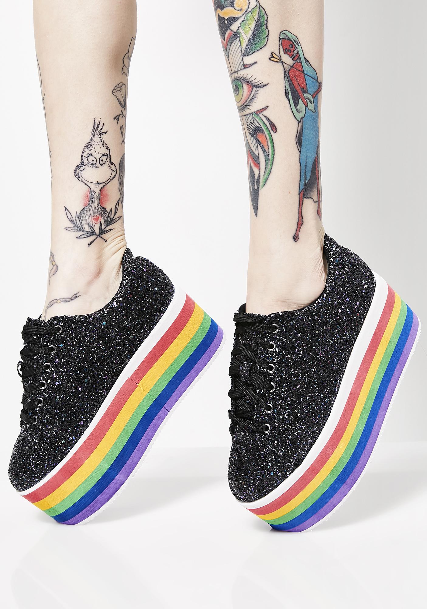 rainbow wedge sneakers