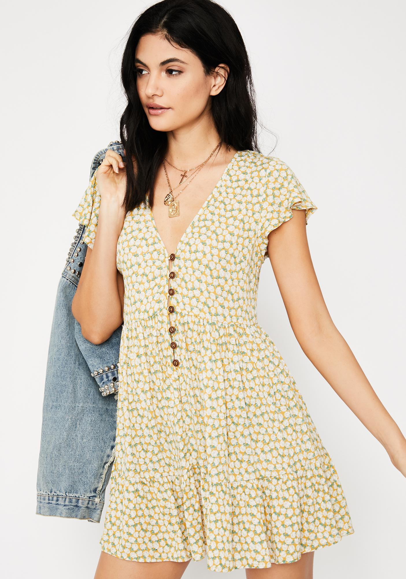 Yellow Floral Babydoll Dress | Dolls Kill