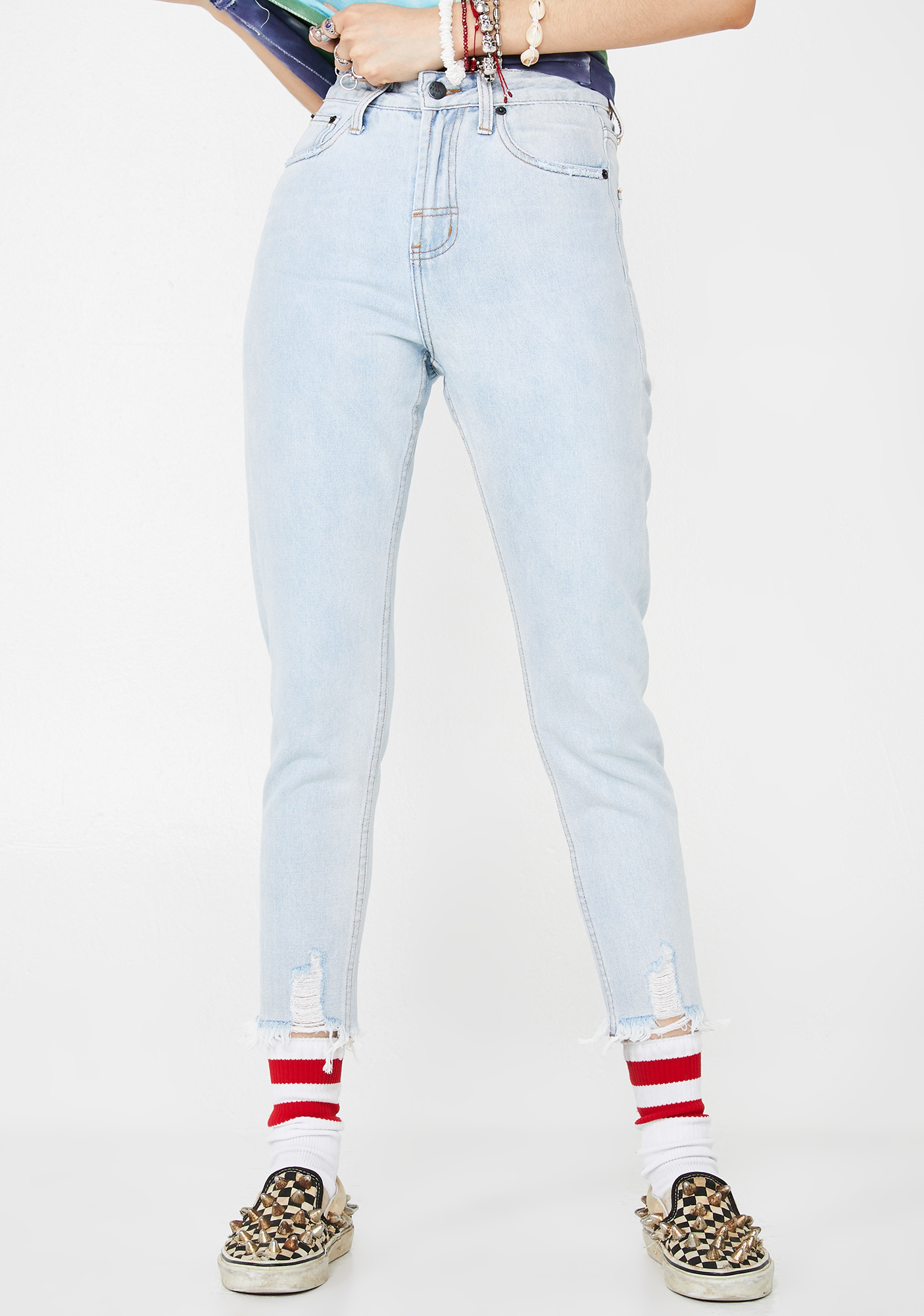 The People VS Powder Blue High Waist Mum Jeans Dolls Kill
