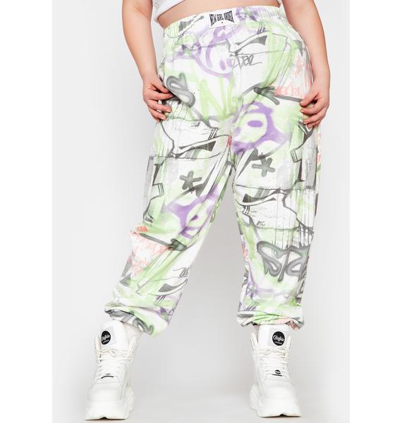 graffiti print sweatpants