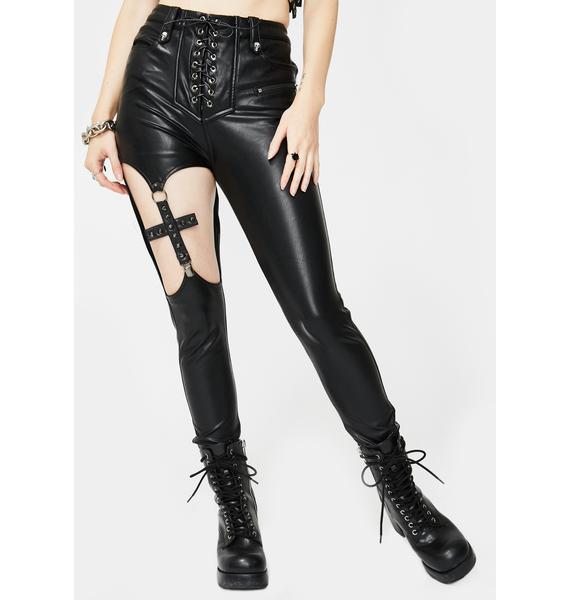 Devil Fashion Cross Cut-Out Skinny Pants