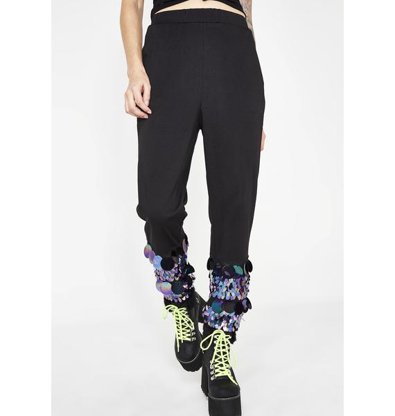gold sequin sweatpants