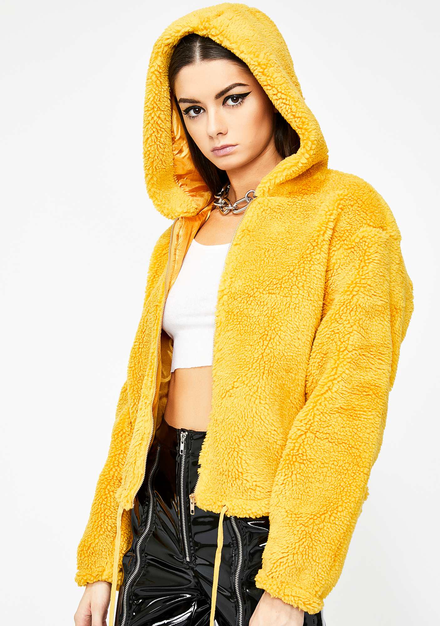 yellow teddy coat