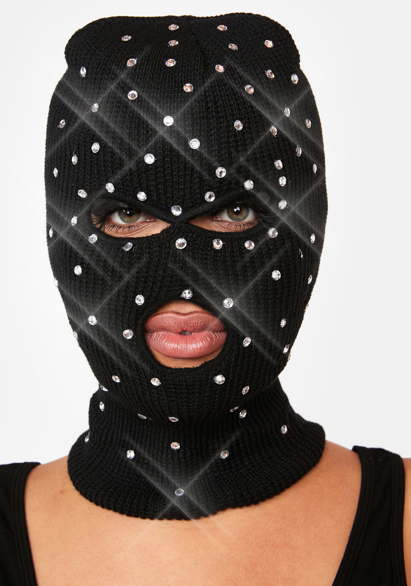 Rhinestone Knit Ski Mask Black Dolls Kill