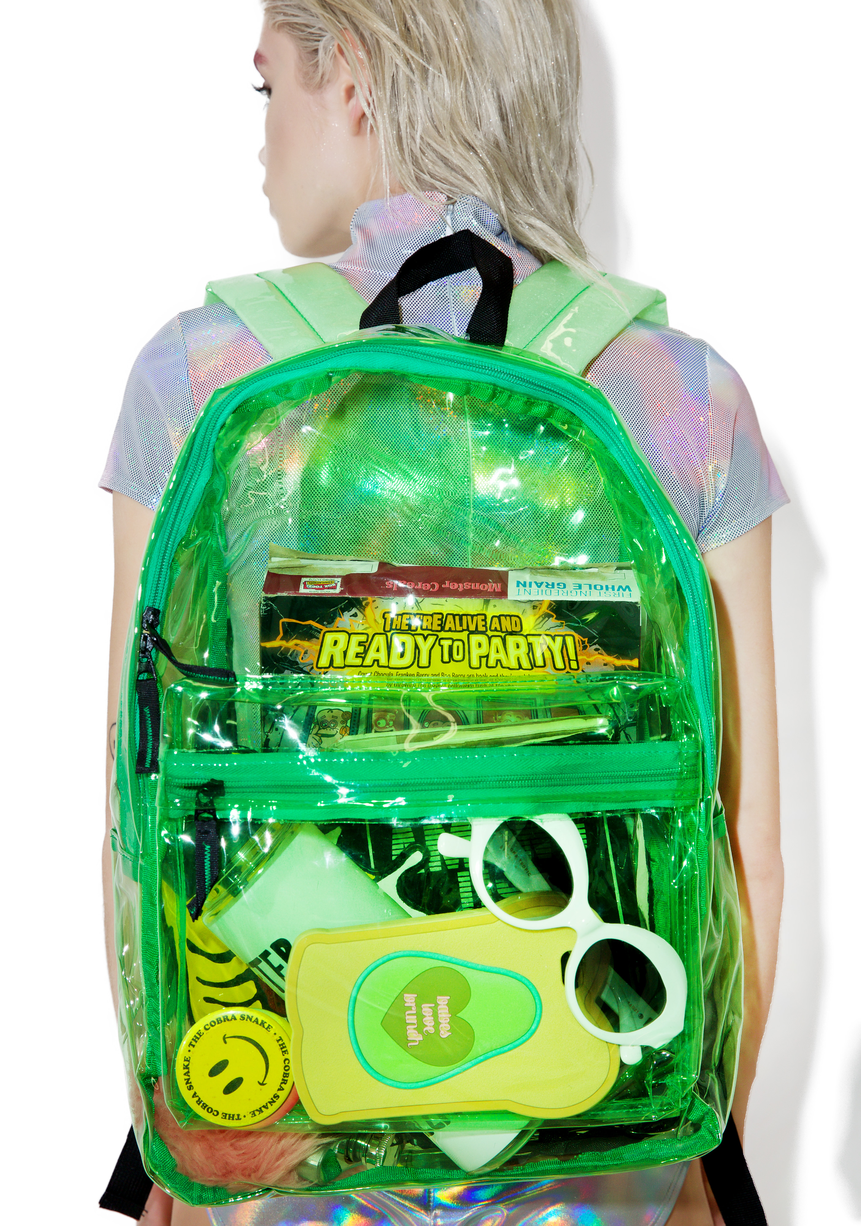 clear green backpack
