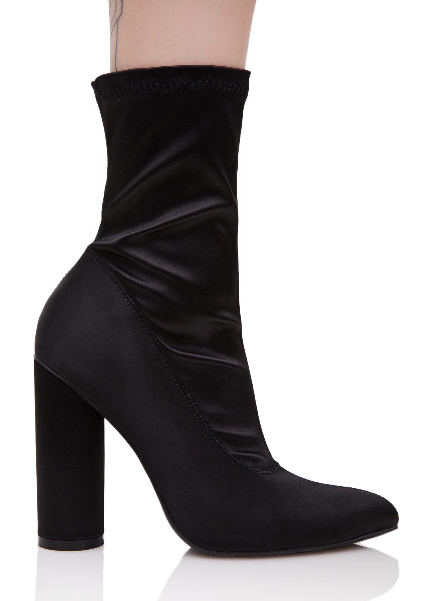 black satin booties