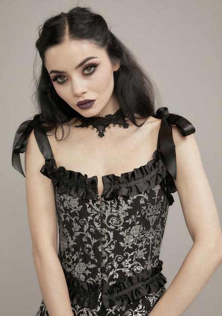 Widow Lace Bell Sleeve V-Neck Mini Dress - Black | Dolls Kill