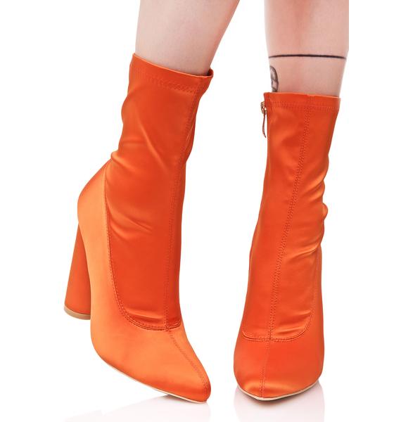 red satin boots