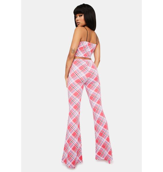 plaid flare pants womens