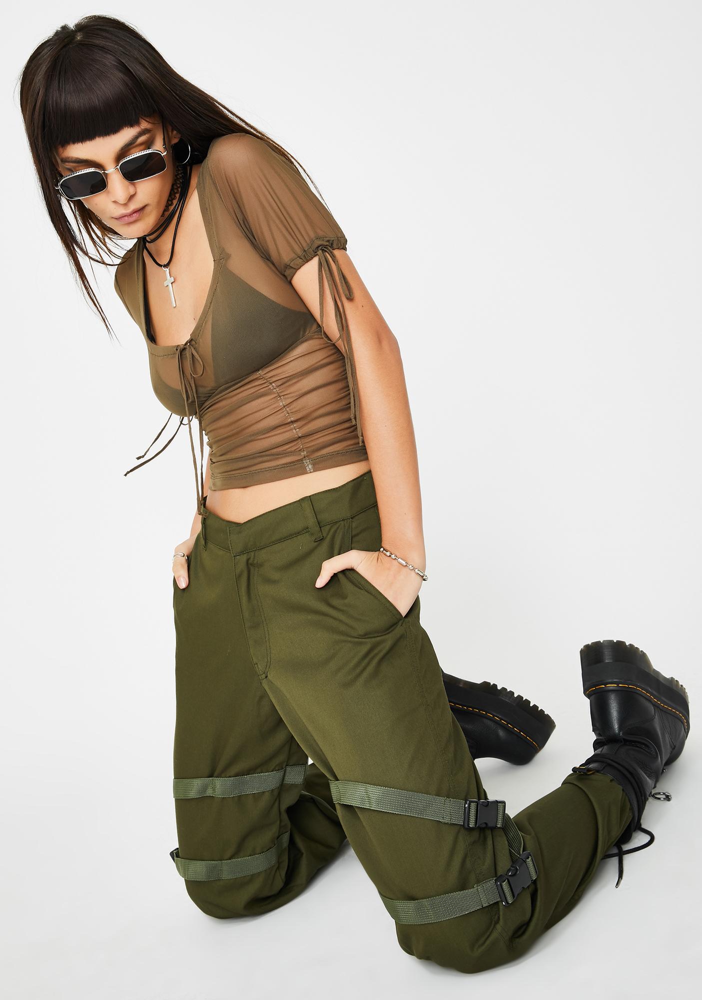 Motel Olive Buckle Clive Cargo Trousers | Dolls Kill