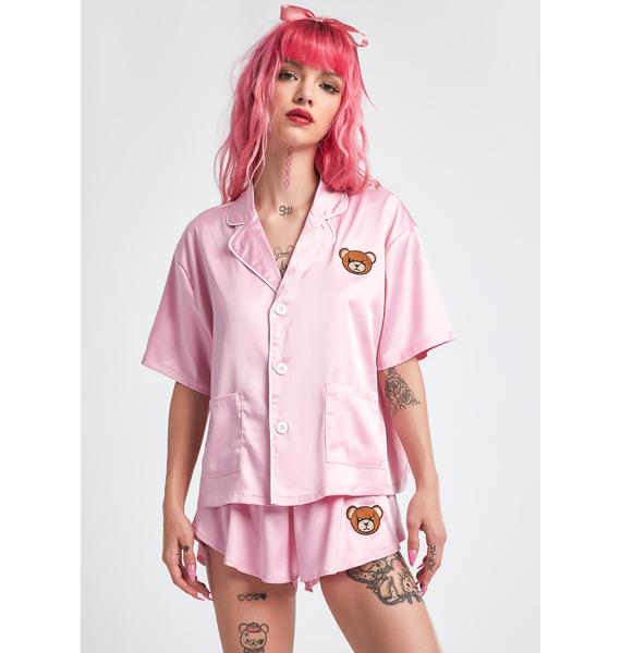 teddy bear satin pyjamas