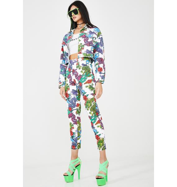 dragon print jeans