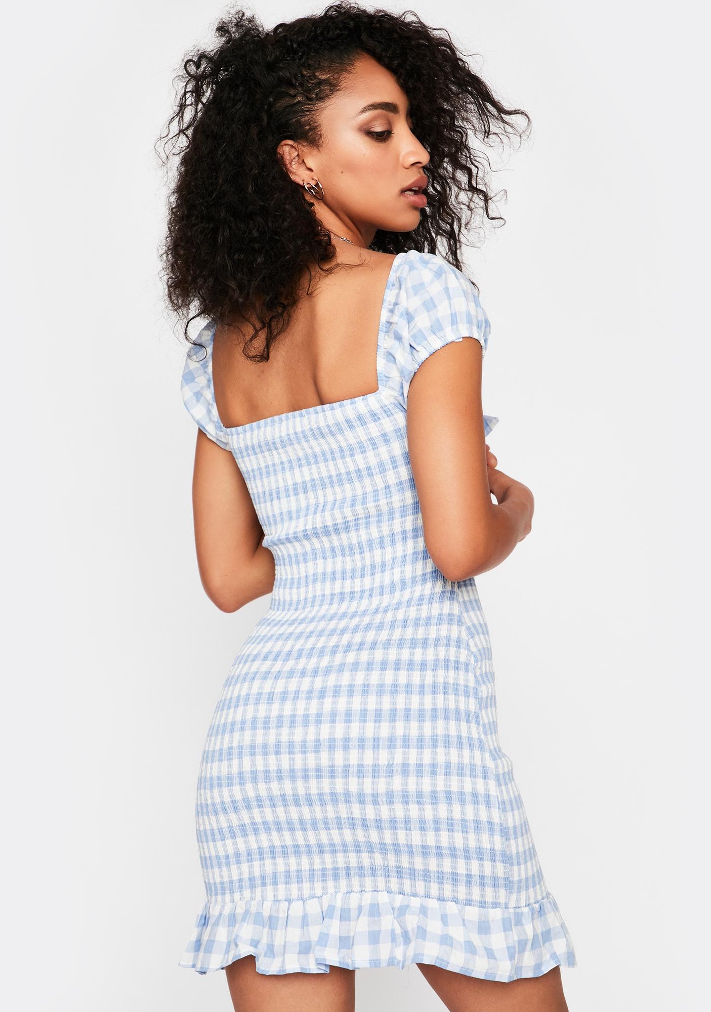 Gingham Mini Date Dress Blue White Dolls Kill dolls kill