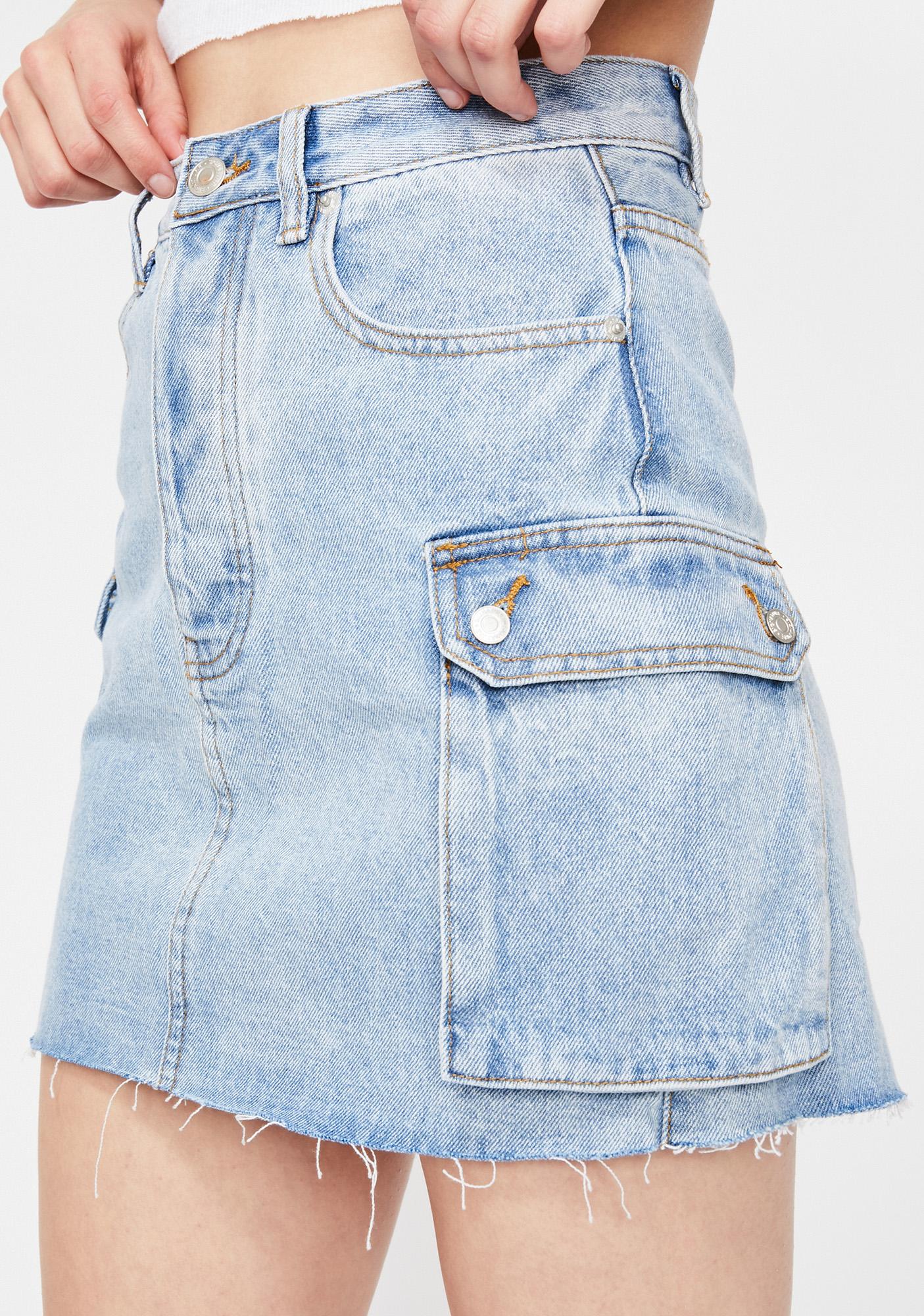 cargo denim skirt