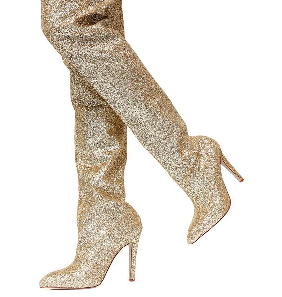 glitter thigh high boots