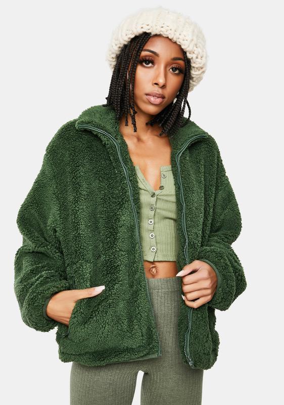 dark green teddy jacket