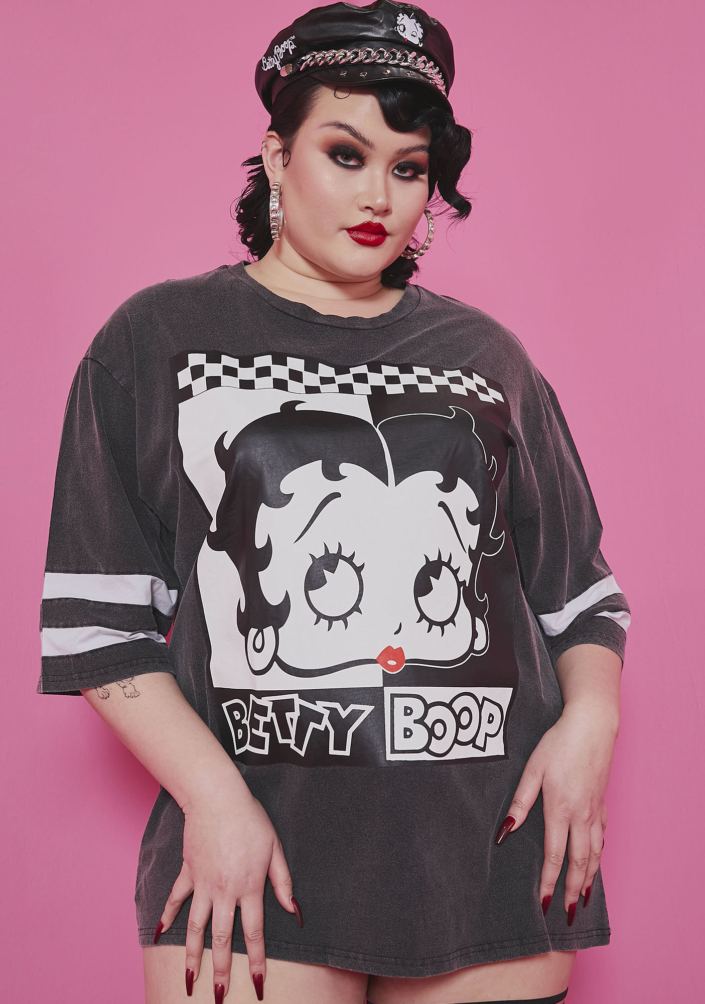 Dolls Kill X Betty Boop Plus Size Oversized Graphic Tee - Black/White