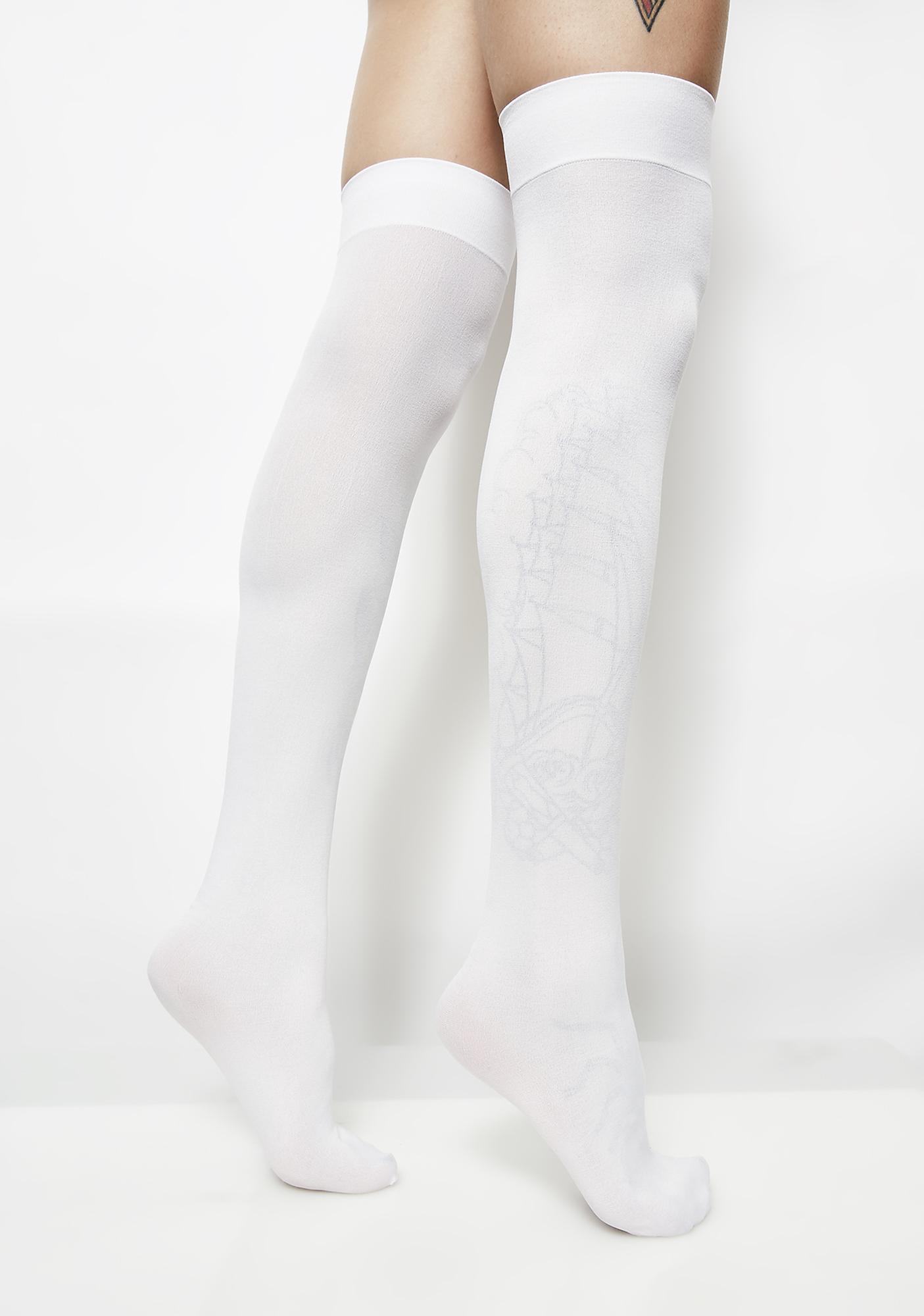 white thigh high stockings