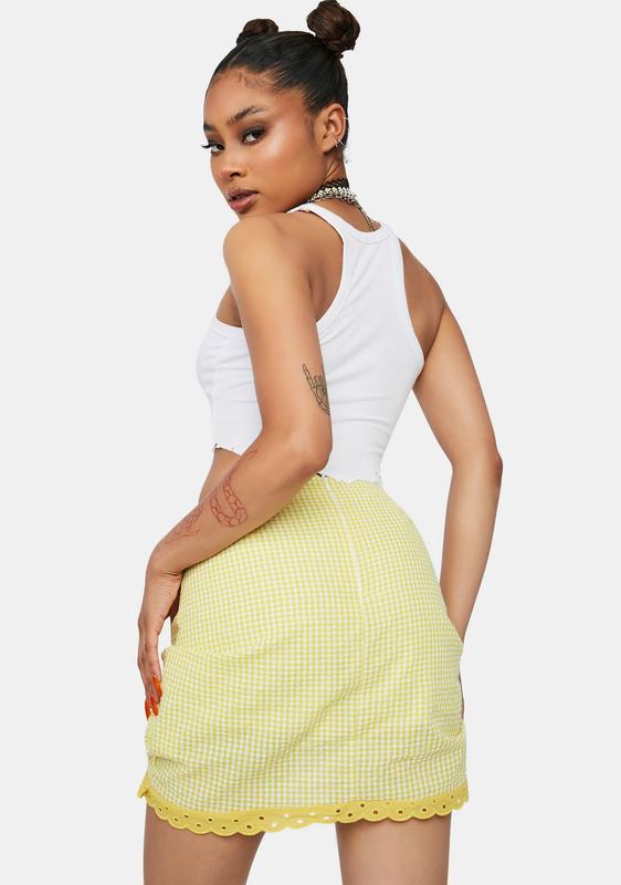 gingham skirt yellow