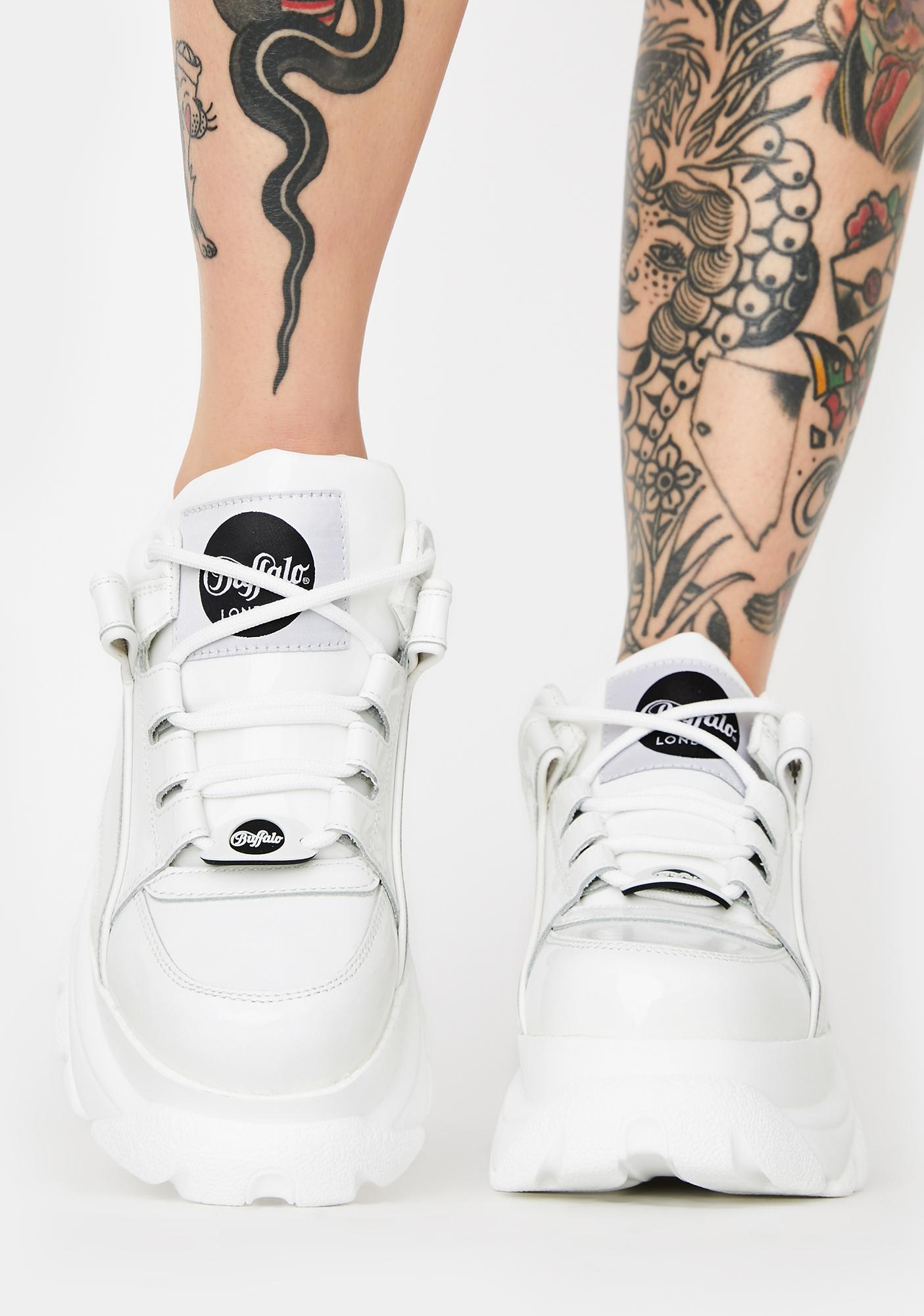 buffalo classic low white patent leather