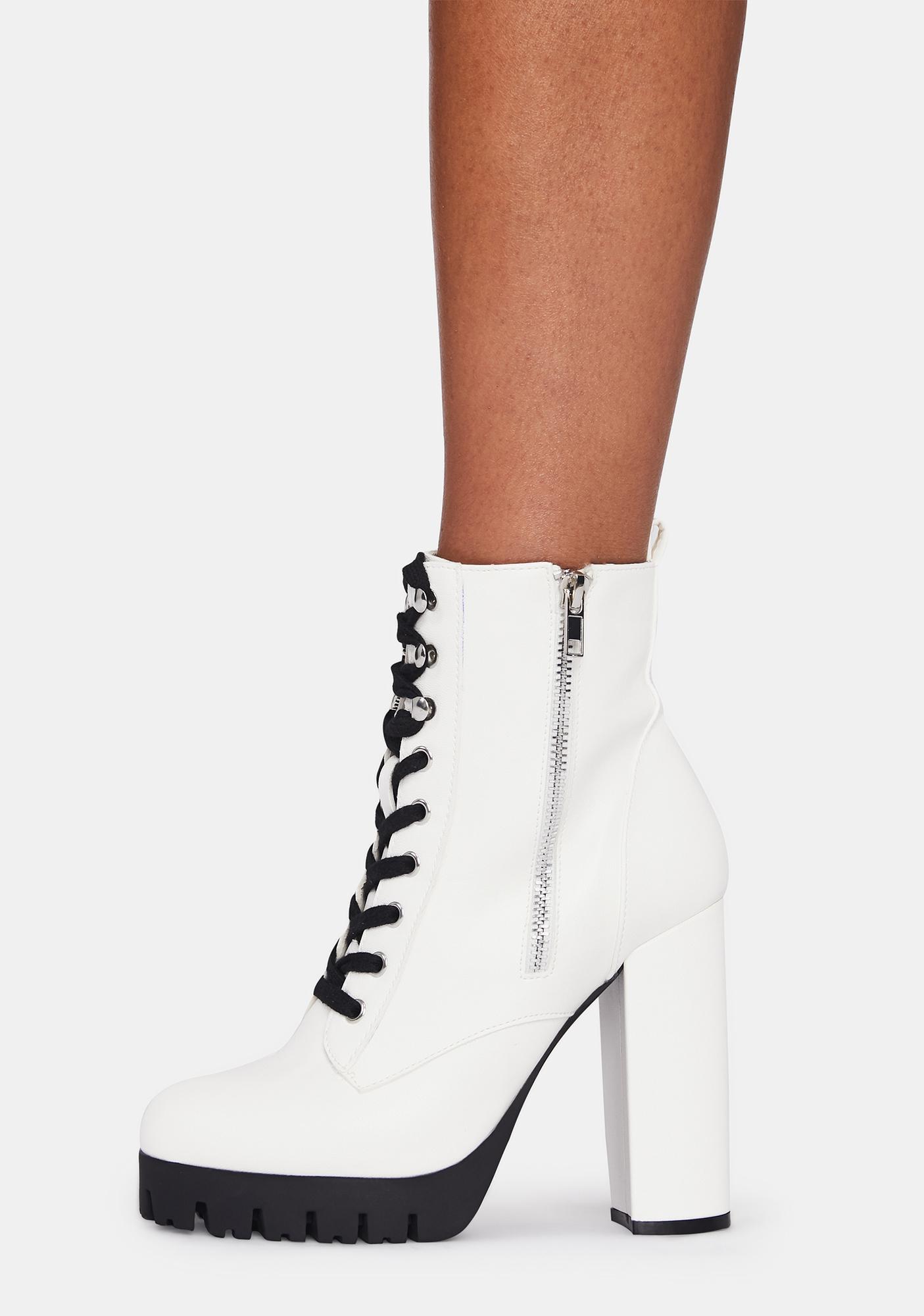 block heel white boots