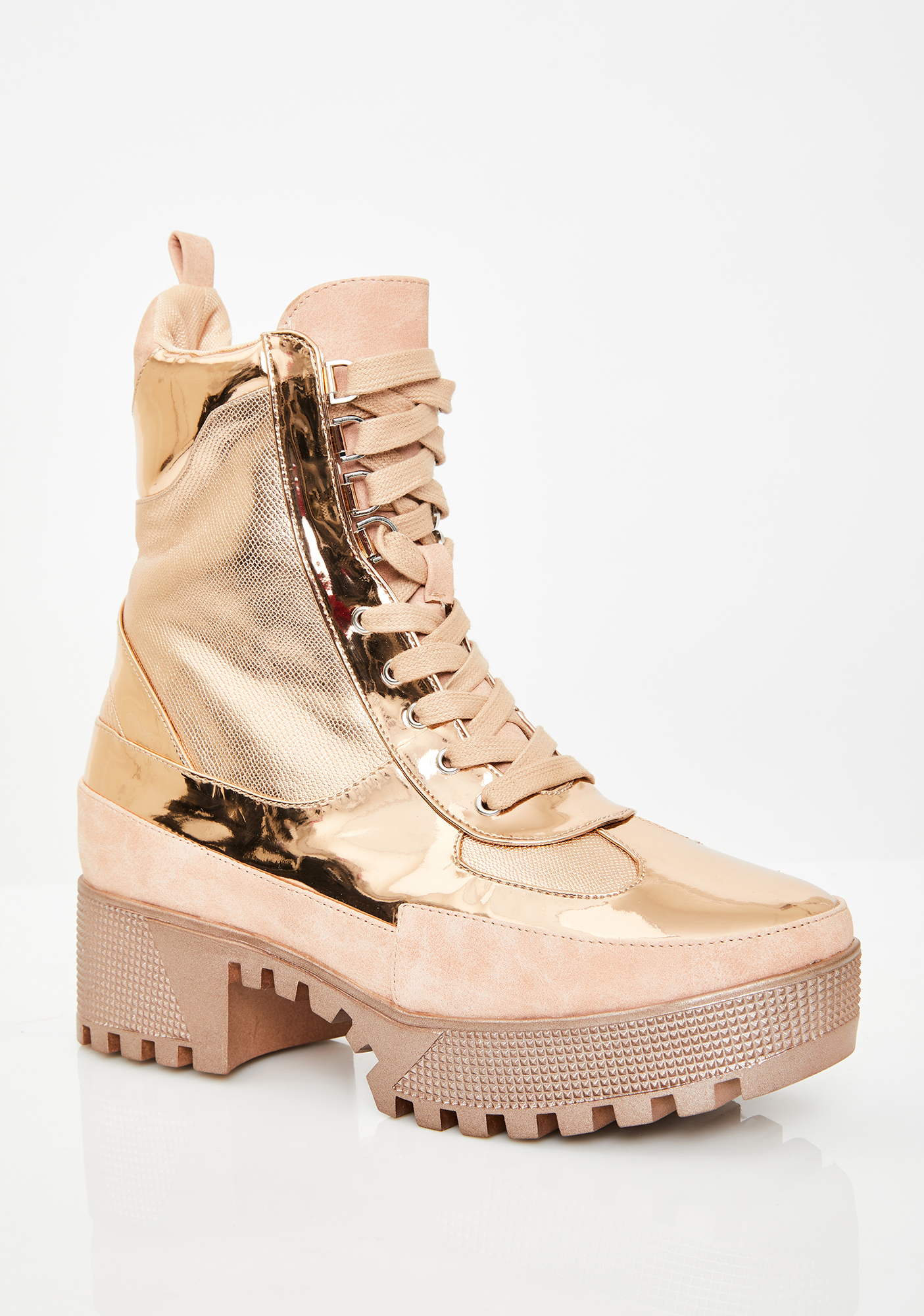 rose gold combat boots