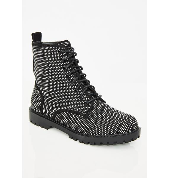 Black Rhinestone Combat Boots Dolls Kill