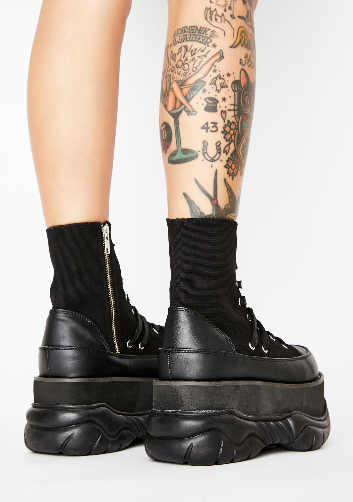 Demonia Neptune-115 Lace-Up Ankle High Platform Boots | Dolls Kill
