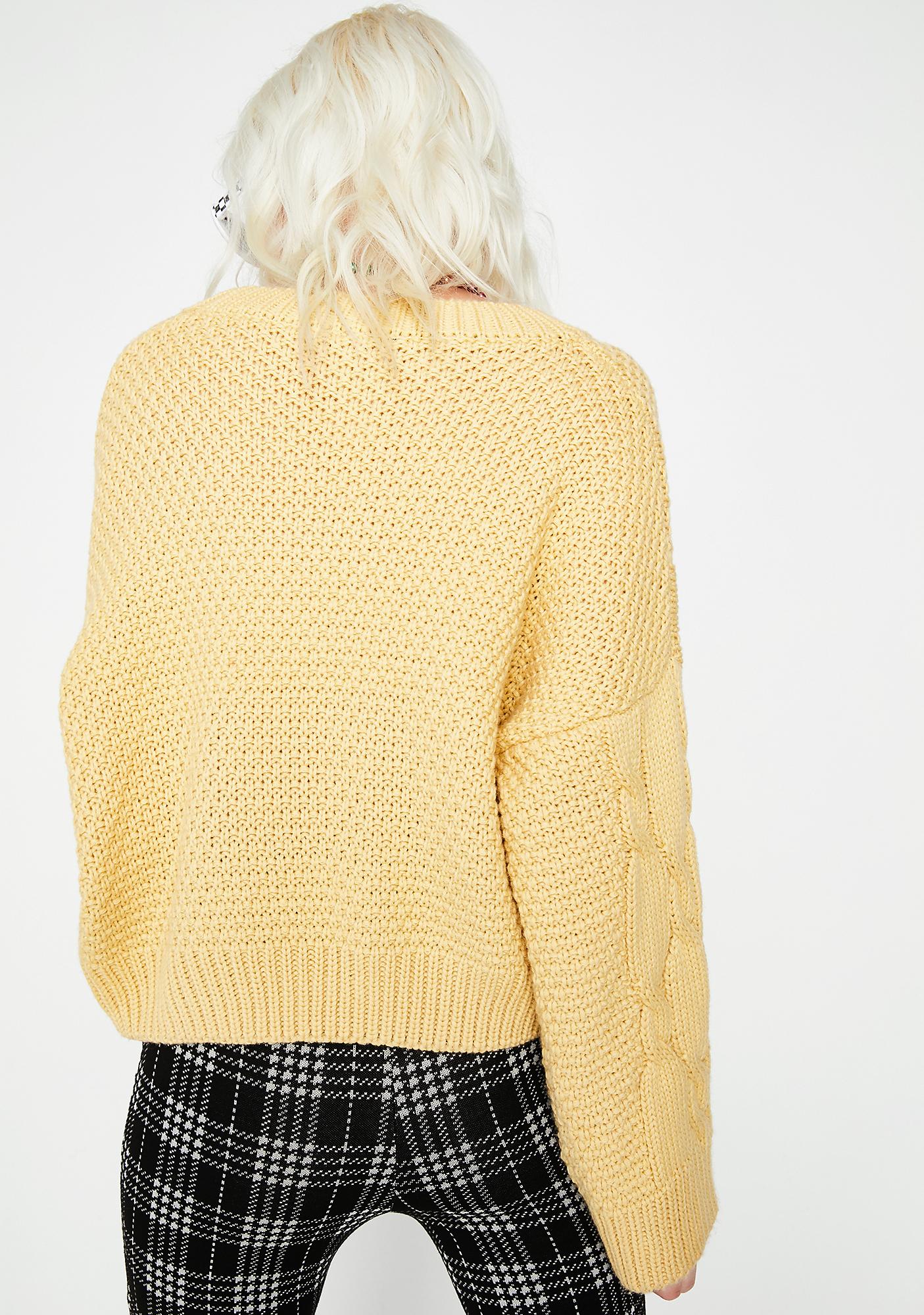Cableknit Yellow Sweater | Dolls Kill