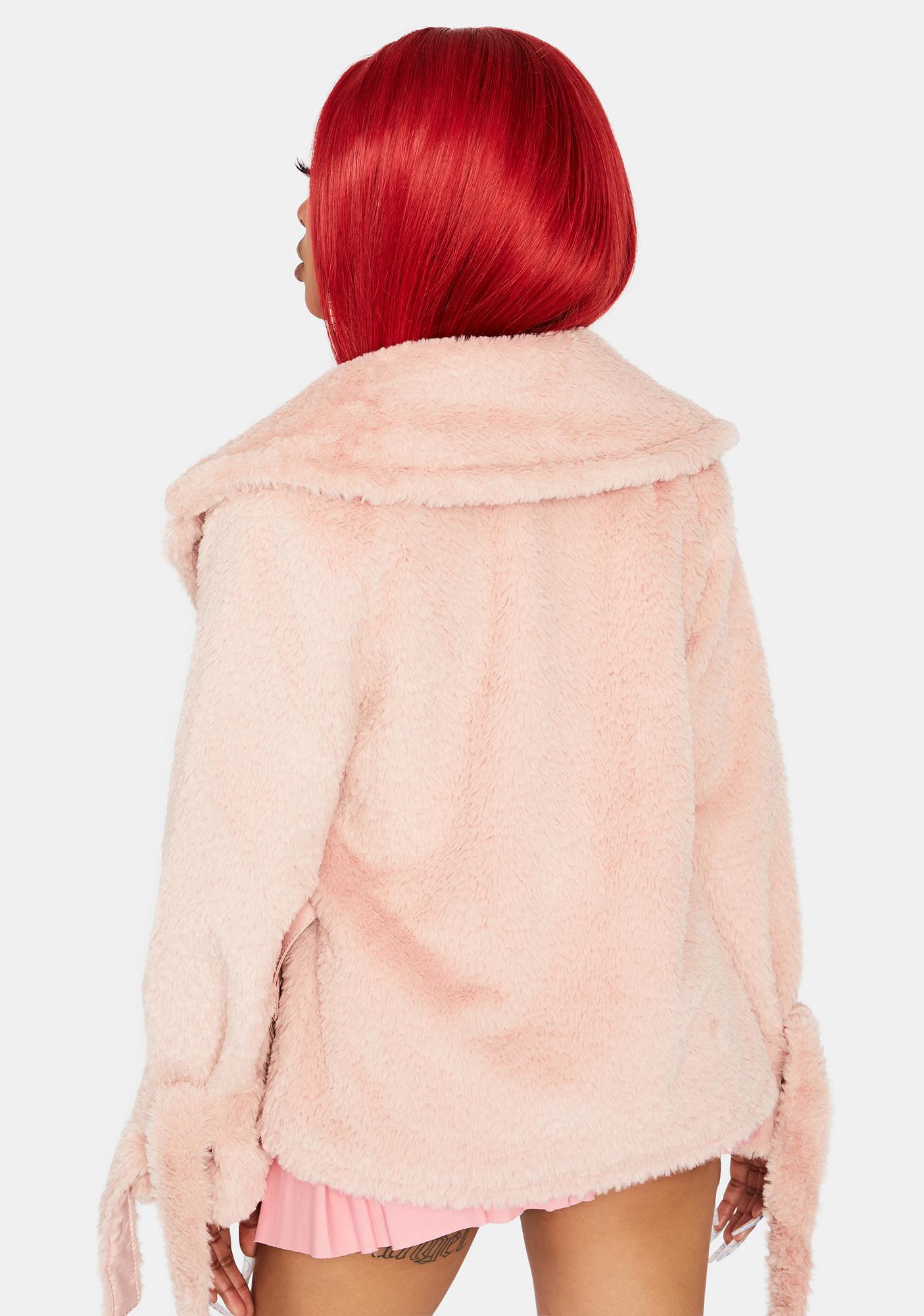 Belted Sherpa Oversized Collar Jacket PInk Dolls Kill