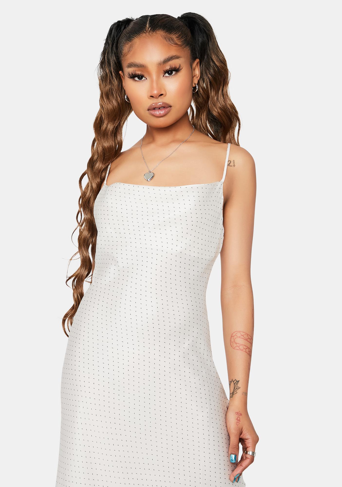 off white satin slip dress