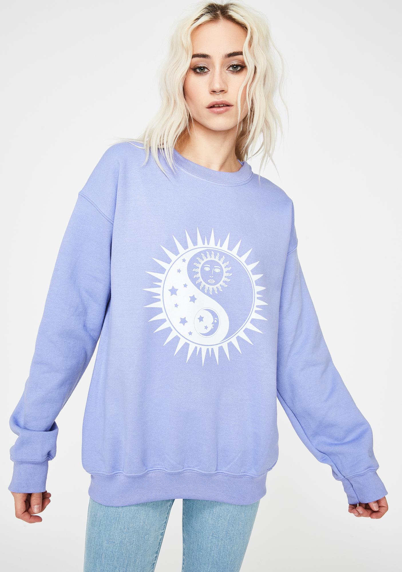 Daisy Street Yin Yang Sun Print Oversized Sweatshirt | Dolls Kill