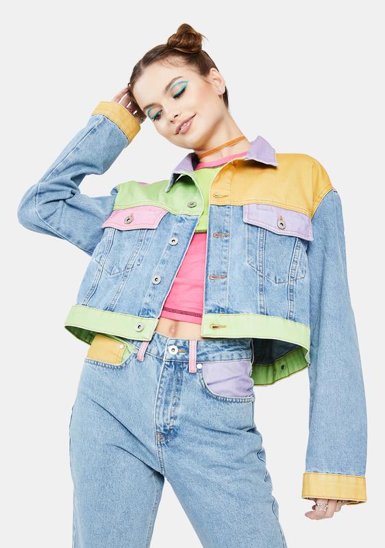 colorblock jean jacket