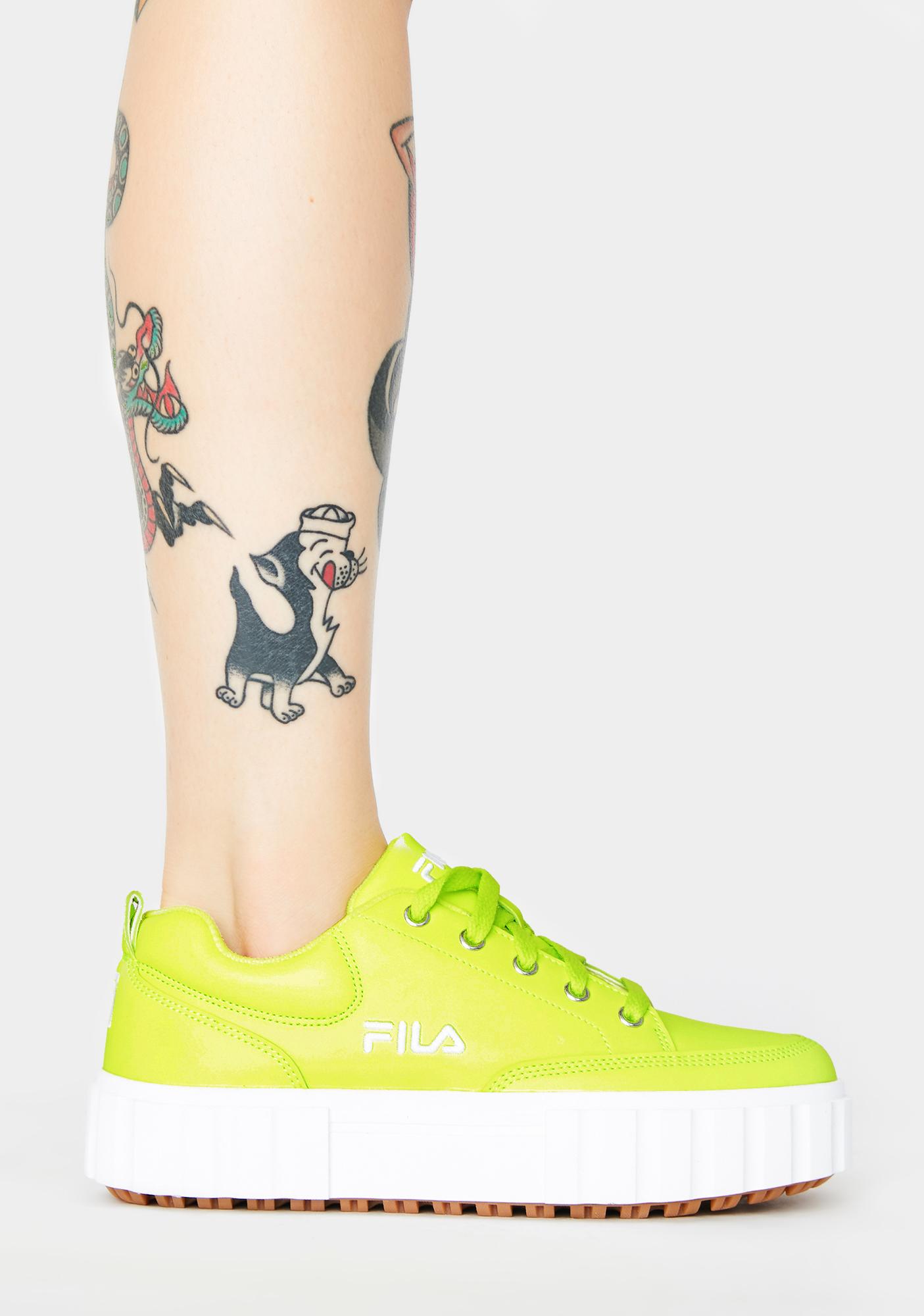 neon fila sneakers